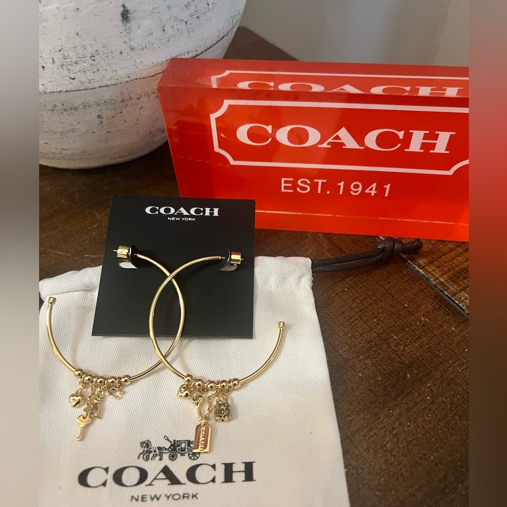 Coach Iconic Charm Hoop Earrings (NWT) - Picture 1 of 6